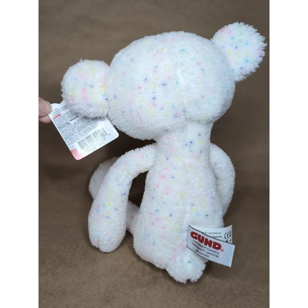 Gund Toothpick Rainbow Confetti Bear‎ 6061451 Plush Stuffed Animal White 16